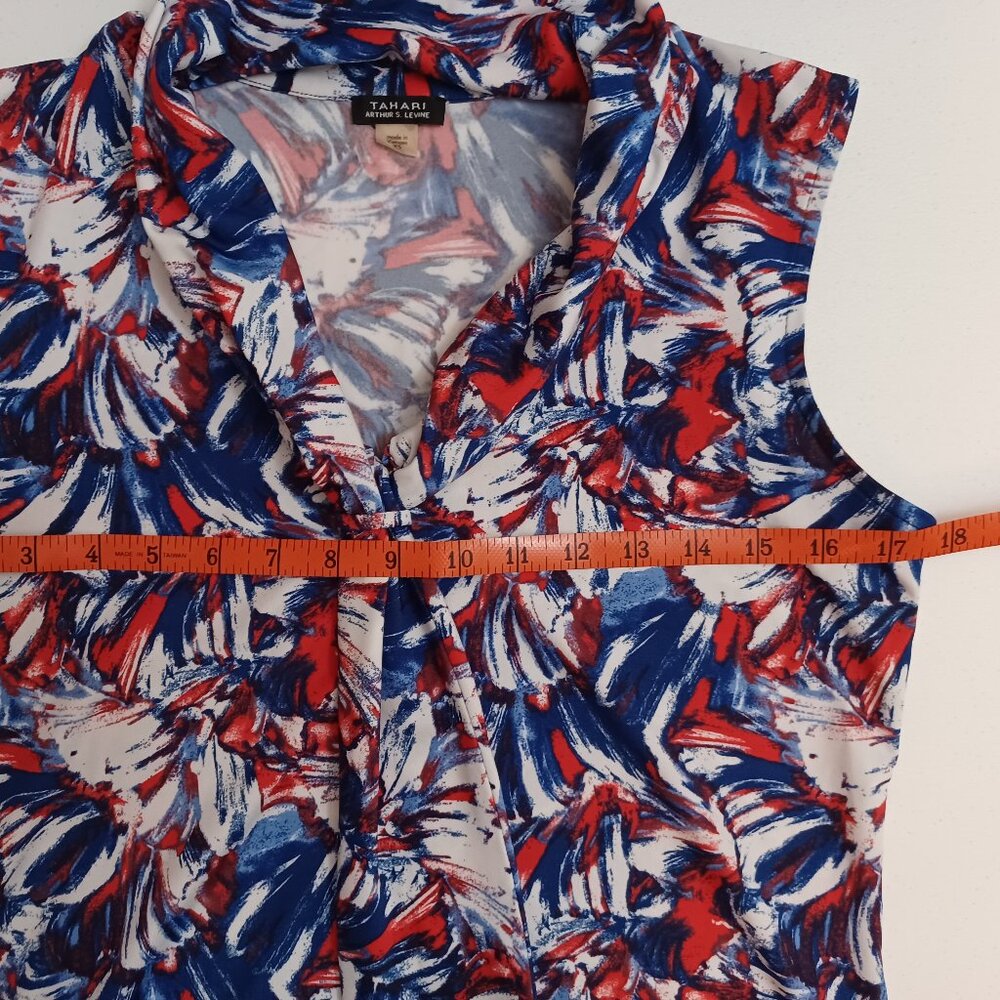 Women's Tahari All American 4th of July Red/White/Blue Sleeveless Blouse Size XS - Picture 3 of 8